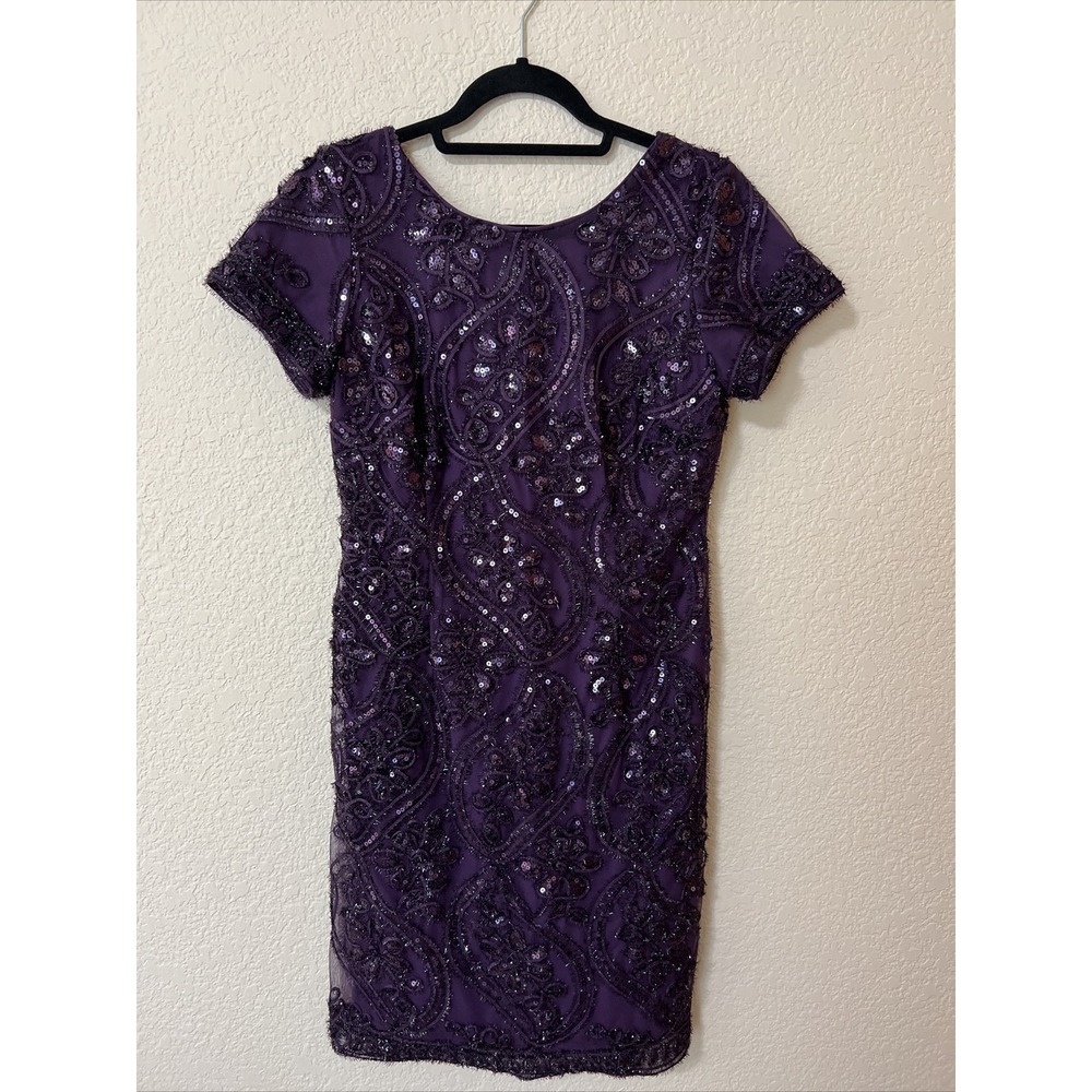 Studio One Sequined Purple Dress Sz 8 Bedazzled Prom Special Event Fairy Grunge